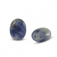 Natural stone bead Sodalite and Microcline oval 8x6mm California blue-white